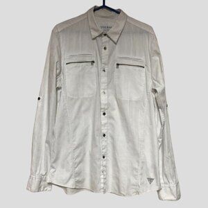Guess White Cotton Button Down Long Sleeve Collared Dress Shirt
